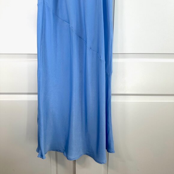 Sky Blue Cowl Neck Satin Slip Maxi Tie-Back Dress 0X - New without Tags - Picture 8 of 13